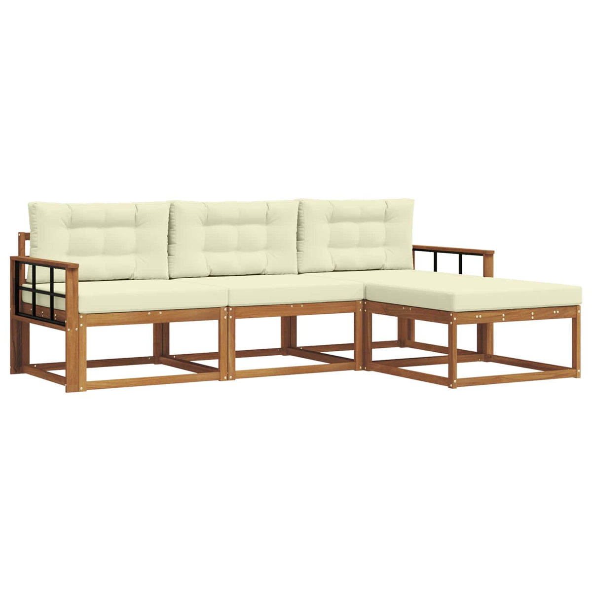 Outdoor-Sofagarnitur 4 stk. Natur und Creme