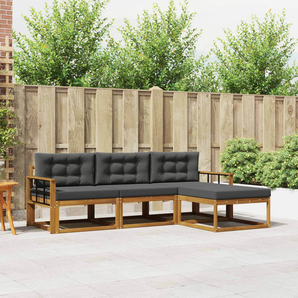Outdoor-Sofagarnitur 4 stk. Natur und Anthrazit
