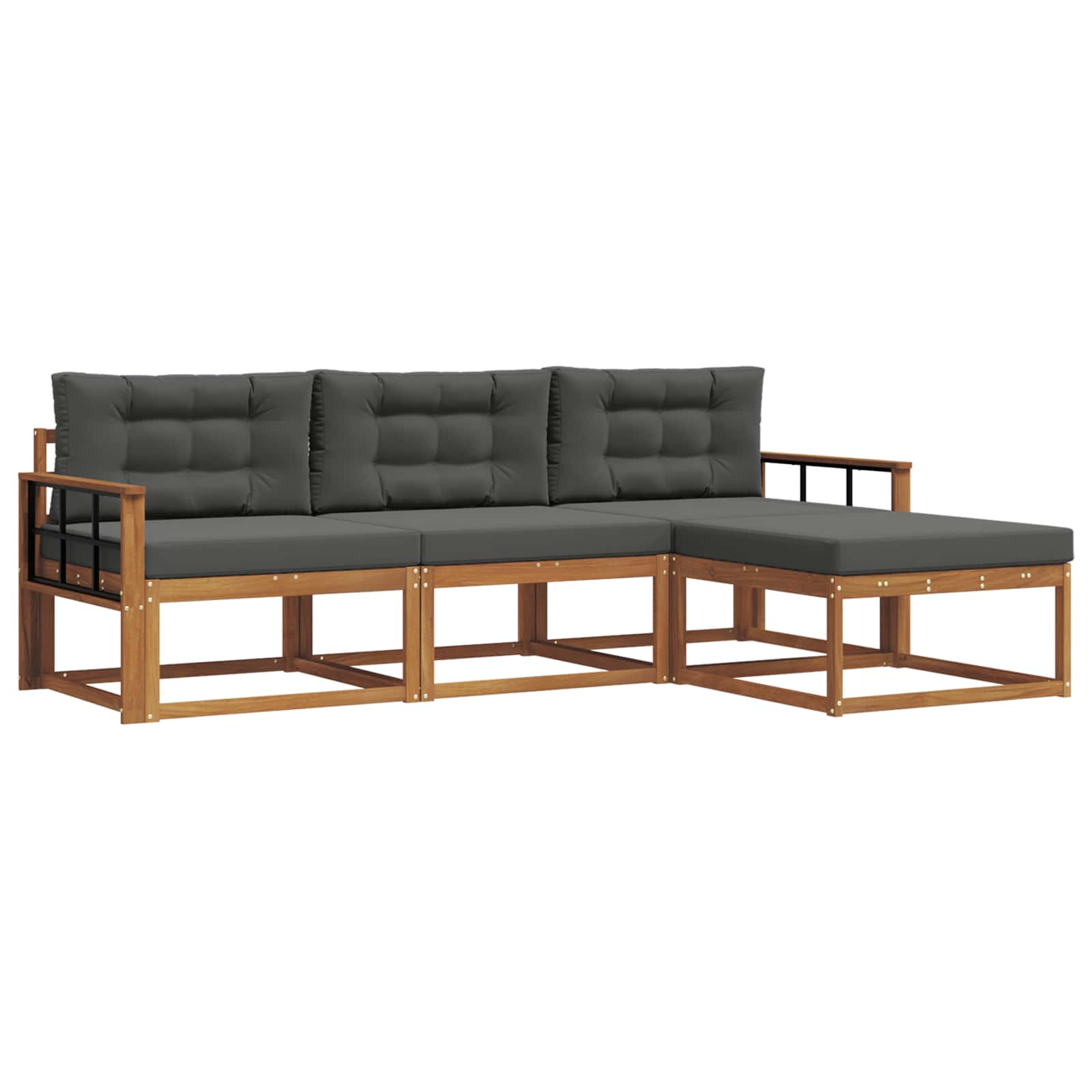 Outdoor-Sofagarnitur mit Kissen 4 pcs Natur und Anthrazit