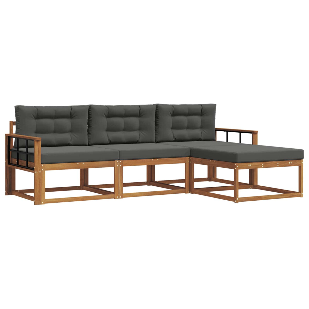 Outdoor-Sofagarnitur 4 stk. Natur und Anthrazit