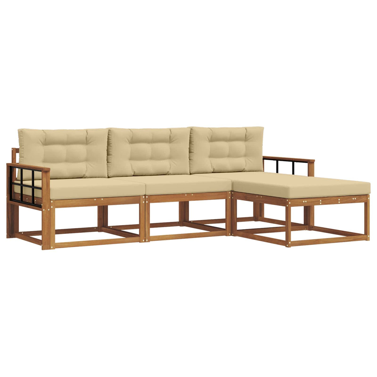 Outdoor-Sofagarnitur 4 stk. Natur und Beige