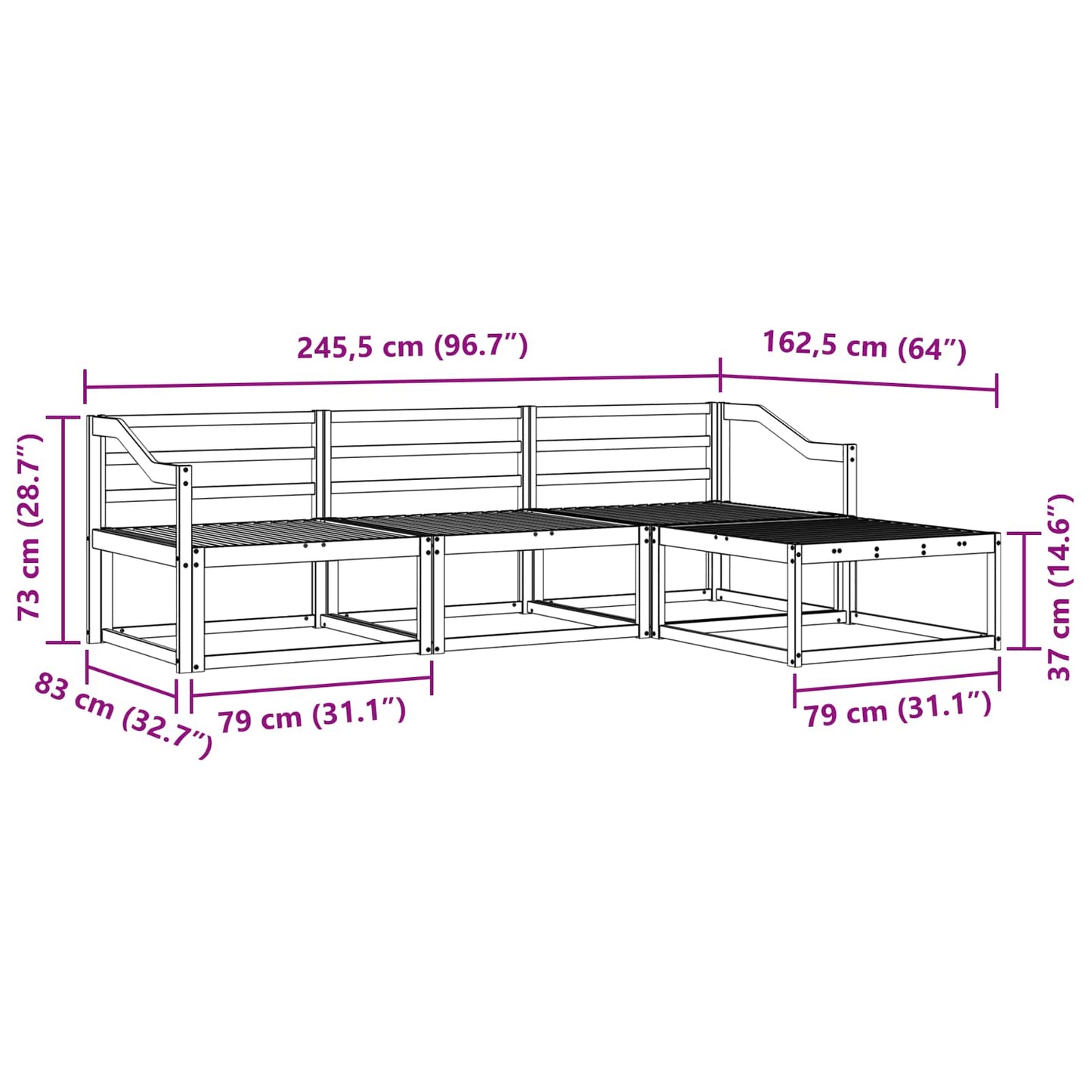 Outdoor-Sofagarnitur 4 stk. Natur Massivholz Akazie