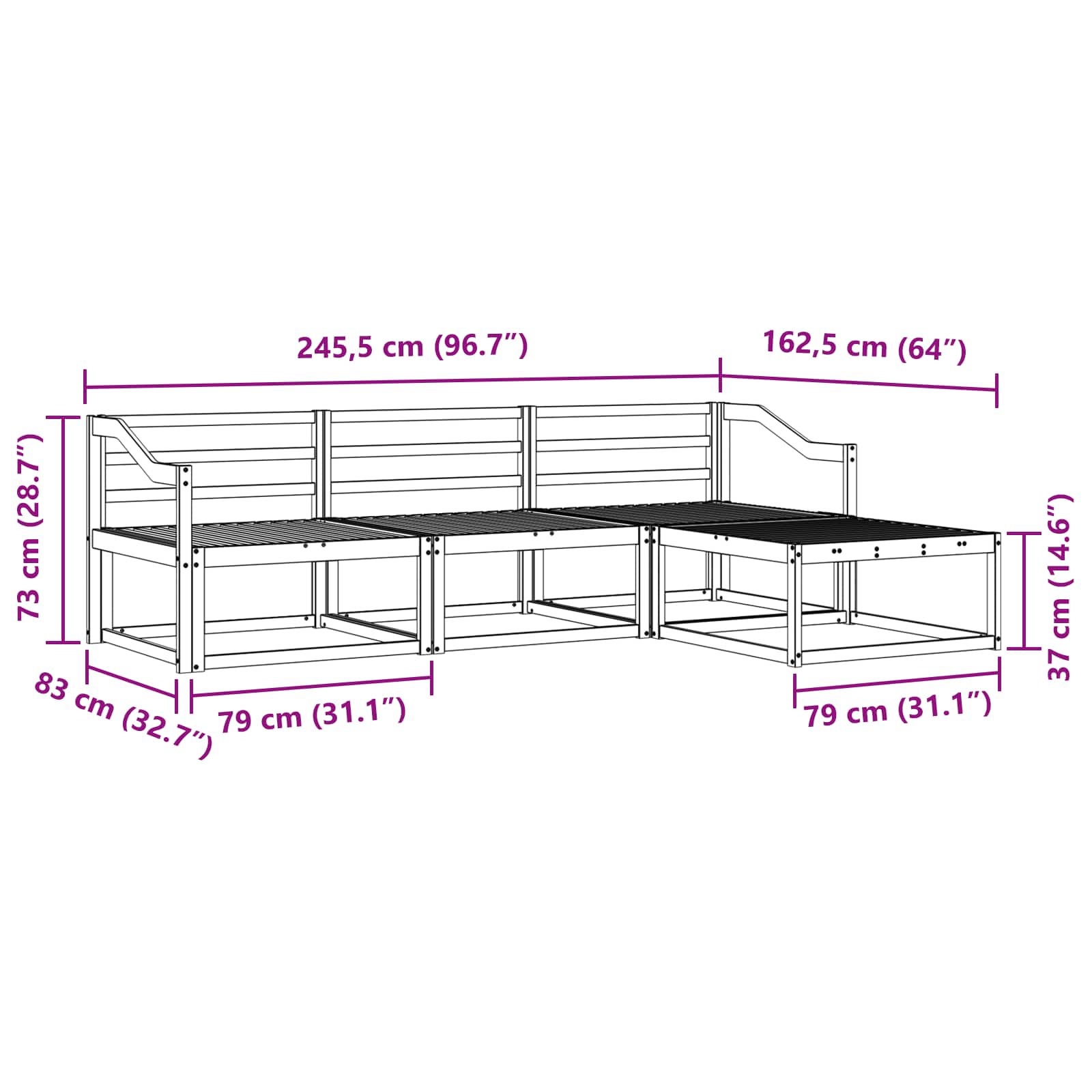 Outdoor-Sofagarnitur 4 stk. Natur Massivholz Akazie