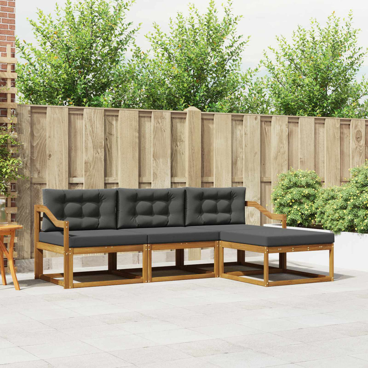 Outdoor-Sofagarnitur 4 stk. Natur und Anthrazit