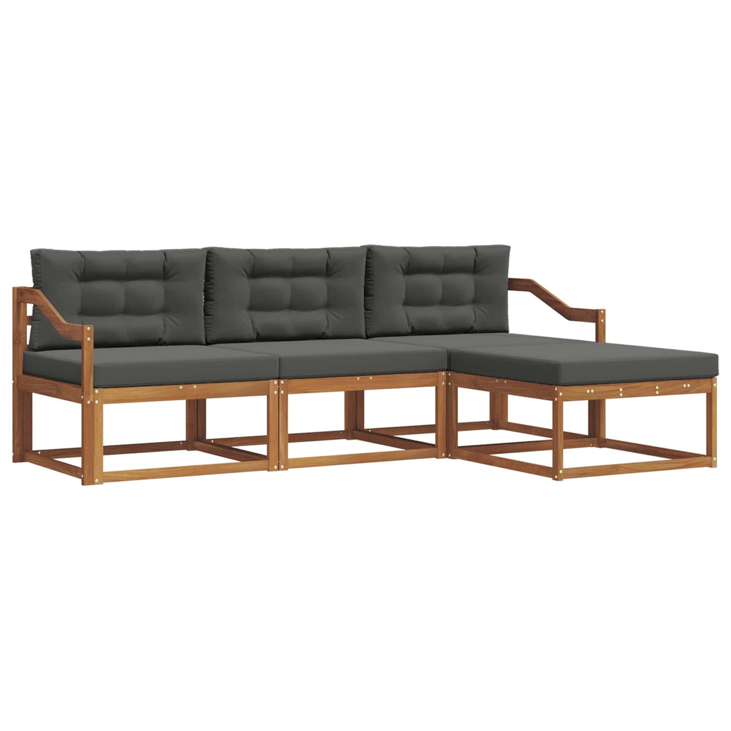 Outdoor-Sofagarnitur mit Kissen 4 pcs Natur und Anthrazit