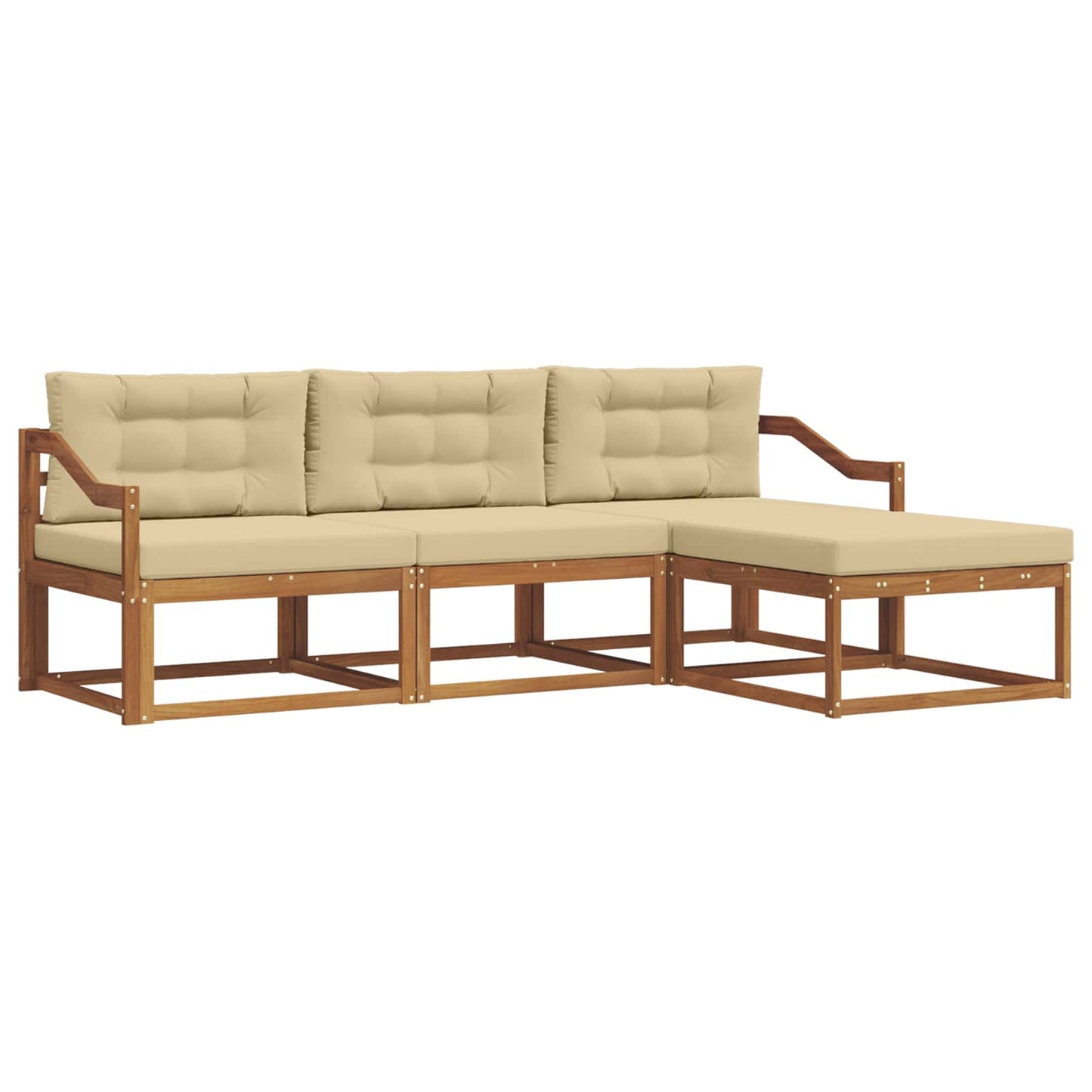 Outdoor-Sofagarnitur mit Kissen 4 pcs Natur und Beige