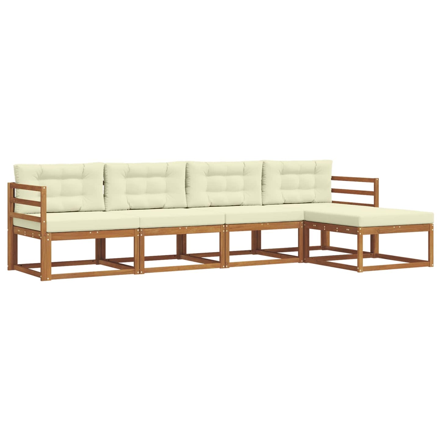 Outdoor-Sofagarnitur mit Kissen 5 pcs Natur und Creme