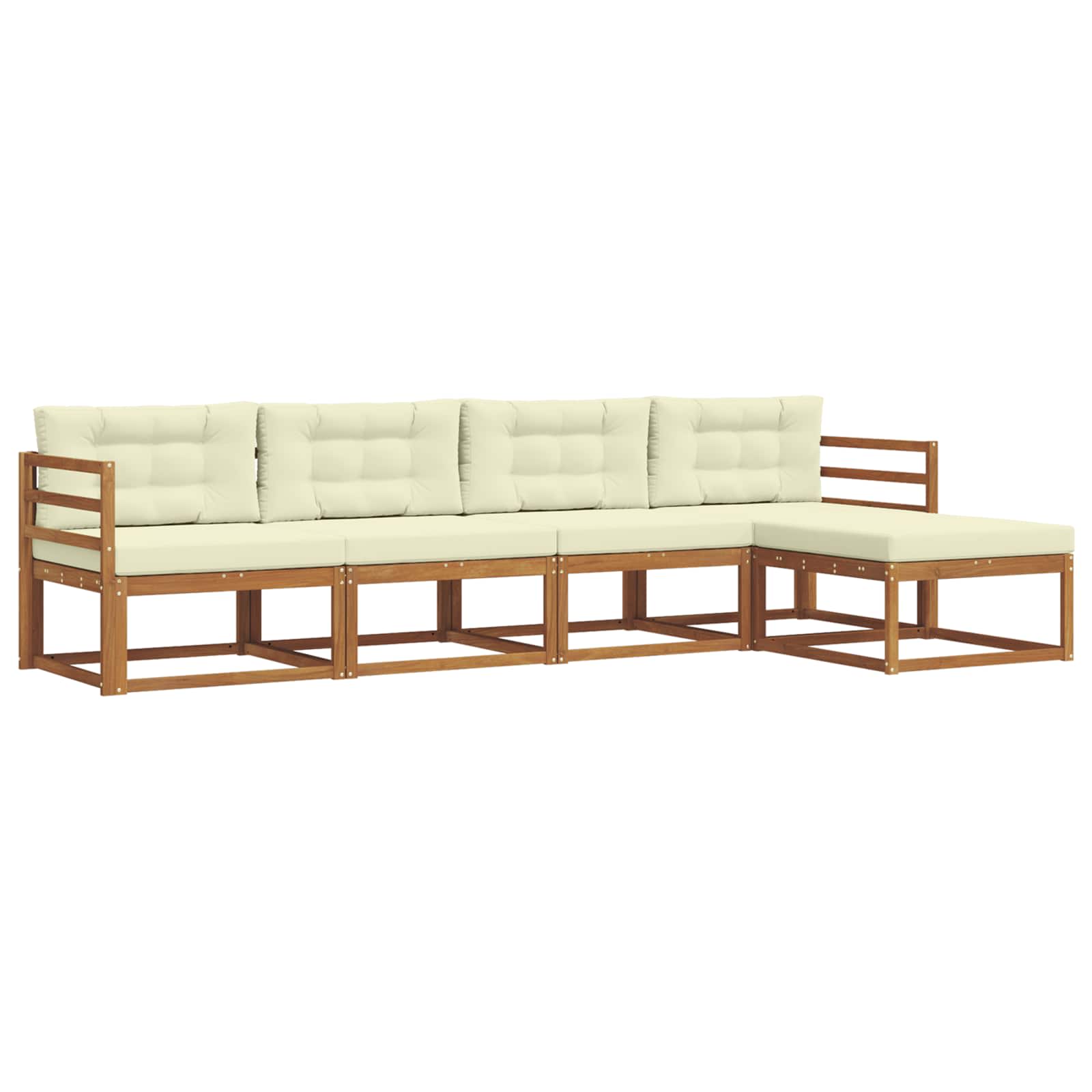 Outdoor-Sofagarnitur mit Kissen 5 pcs Natur und Creme