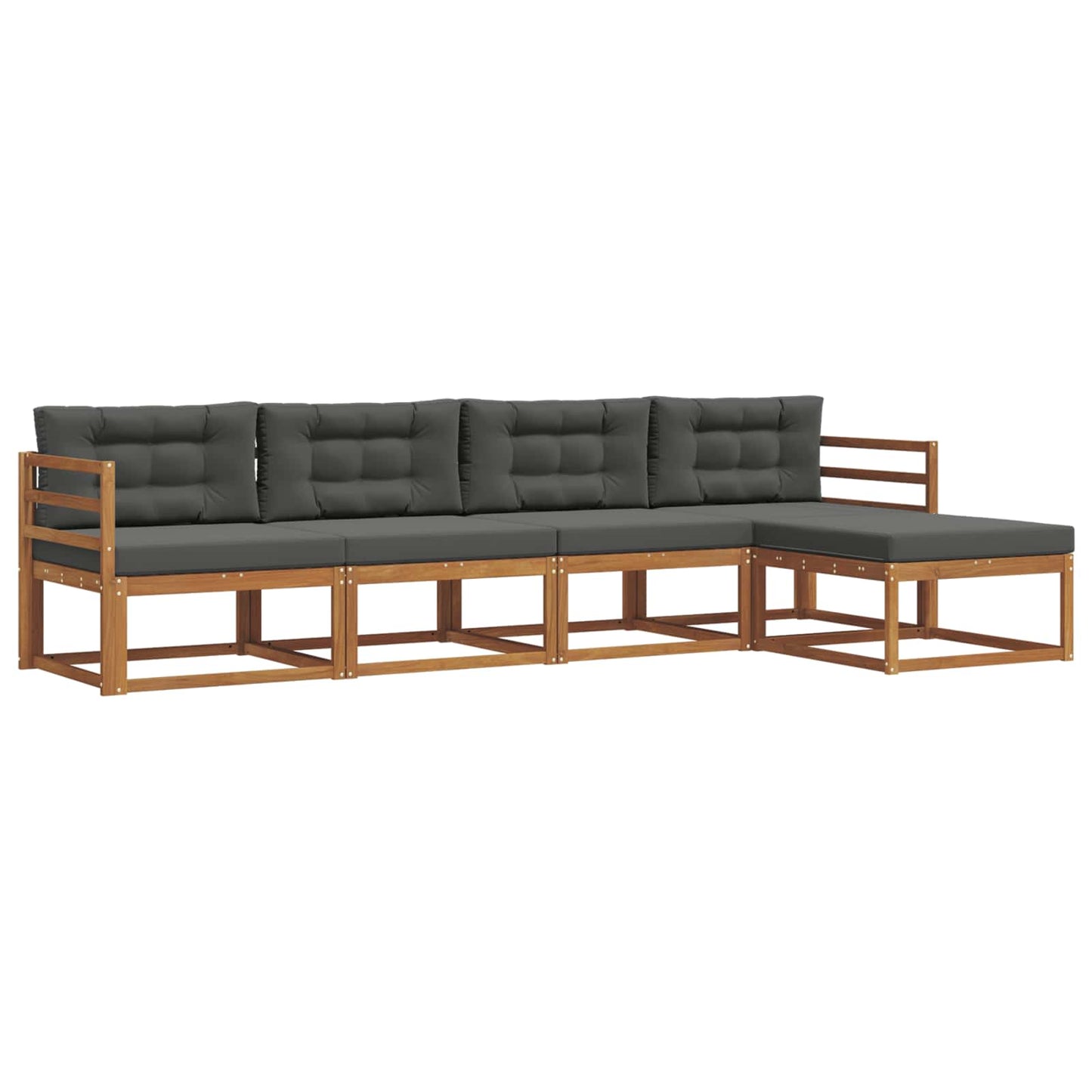 Outdoor-Sofagarnitur mit Kissen 5 pcs Natur und Anthrazit