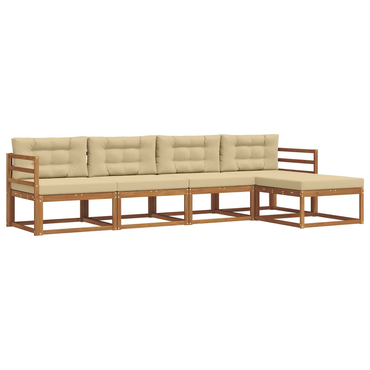 Outdoor-Sofagarnitur mit Kissen 5 pcs Natur und Beige