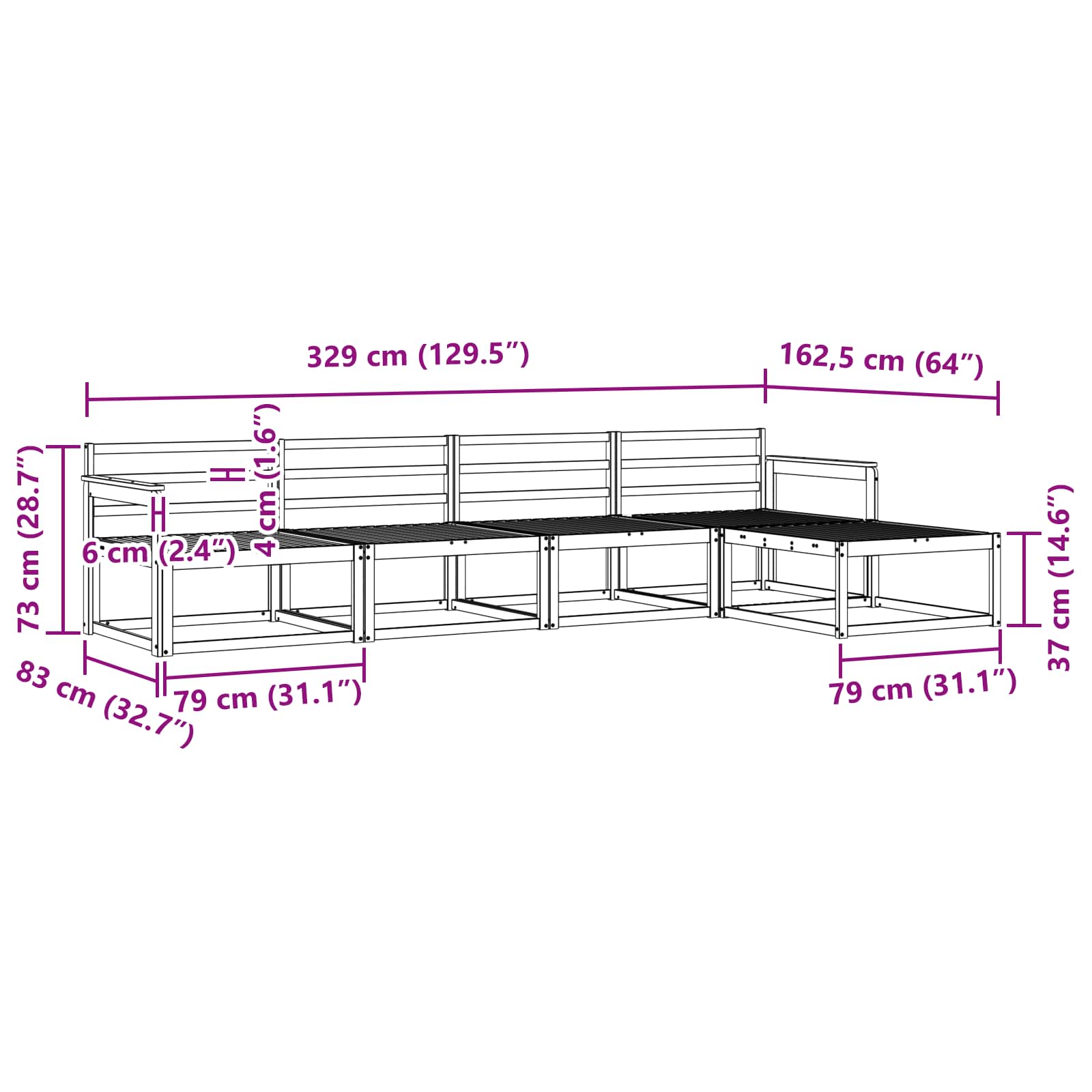 Outdoor-Sofagarnitur 5 stk. Natur Massivholz Akazie