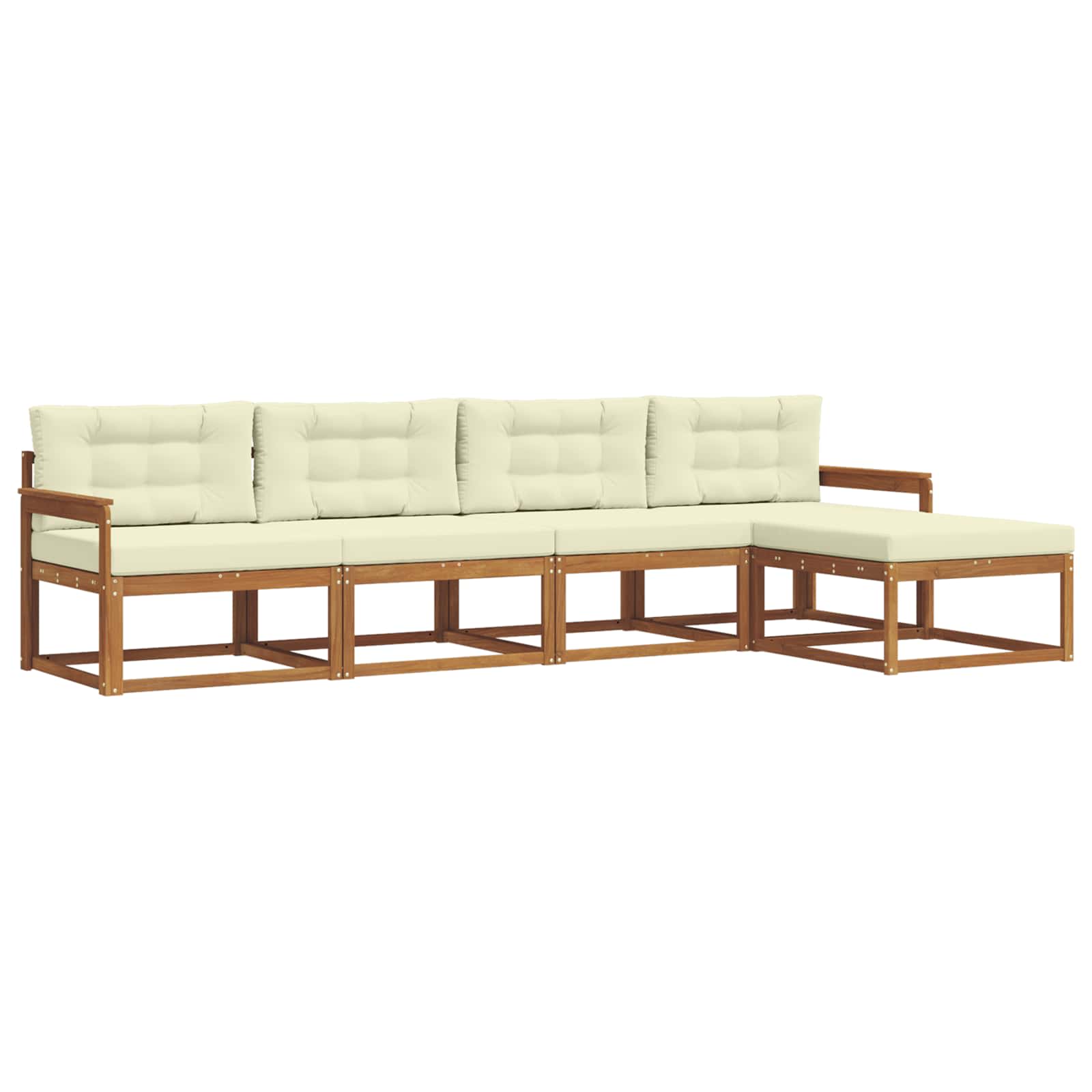 Outdoor-Sofagarnitur mit Kissen 5 pcs Natur und Creme