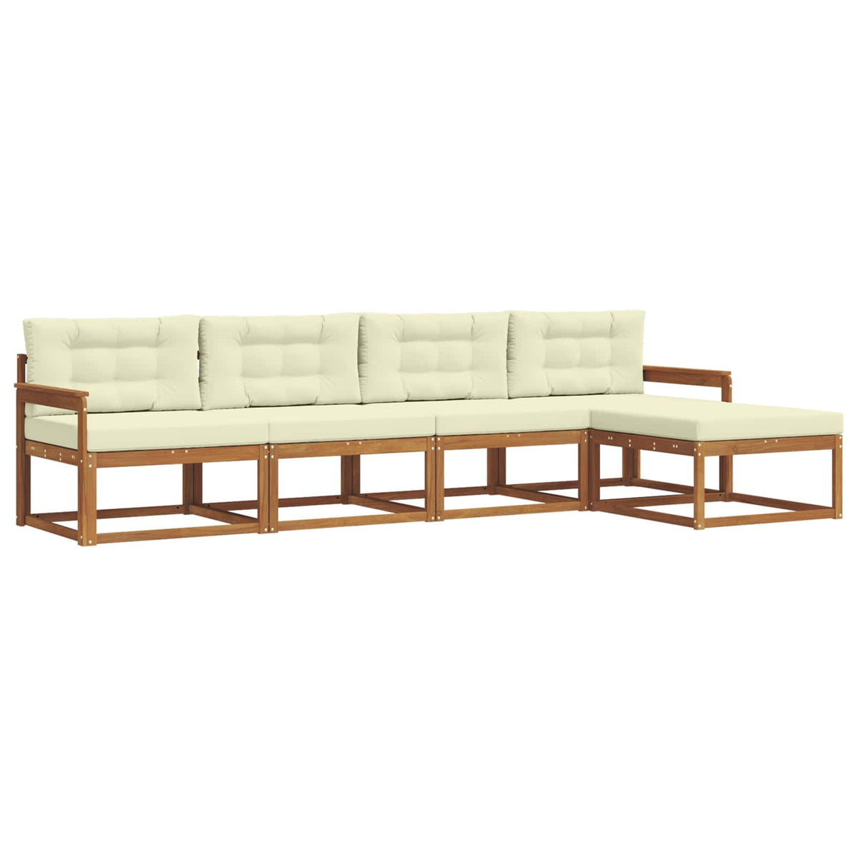 Outdoor-Sofagarnitur 5 stk. Natur und Creme