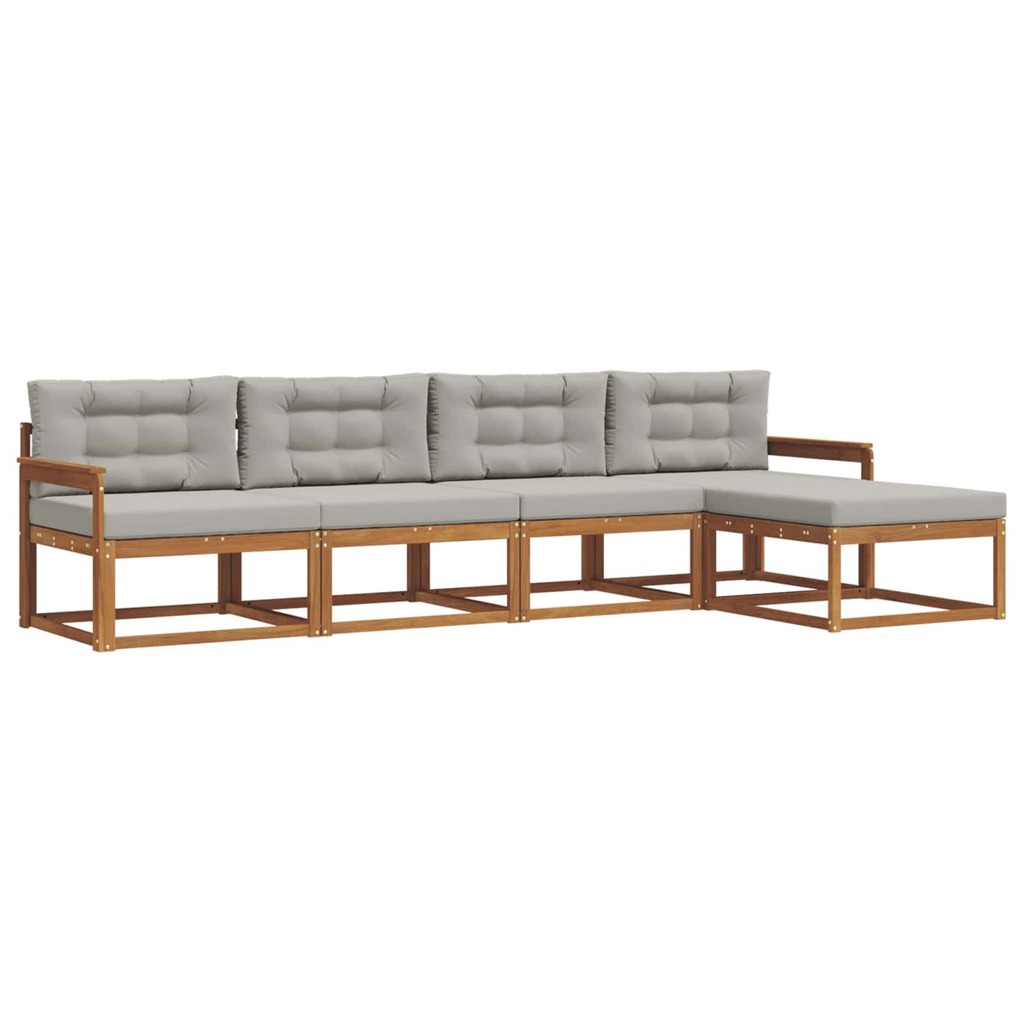 Outdoor-Sofagarnitur mit Kissen 5 pcs Natürlich und Hellgrau