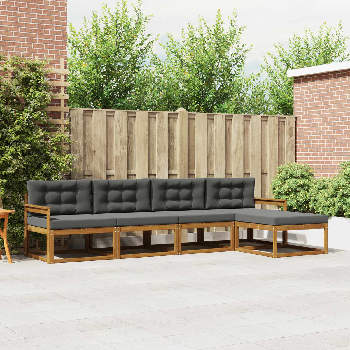 Outdoor-Sofagarnitur 5 stk. Natur und Anthrazit