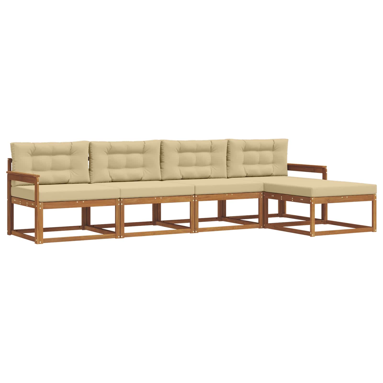 Outdoor-Sofagarnitur 5 stk. Natur und Beige
