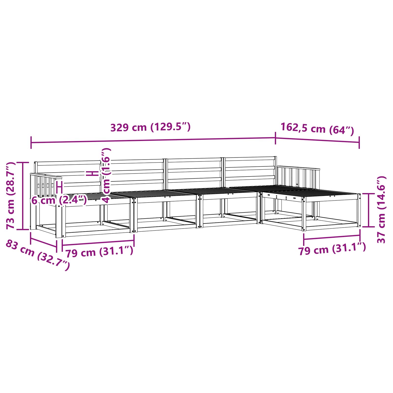 Outdoor-Sofagarnitur 5 stk. Natur Massivholz Akazie