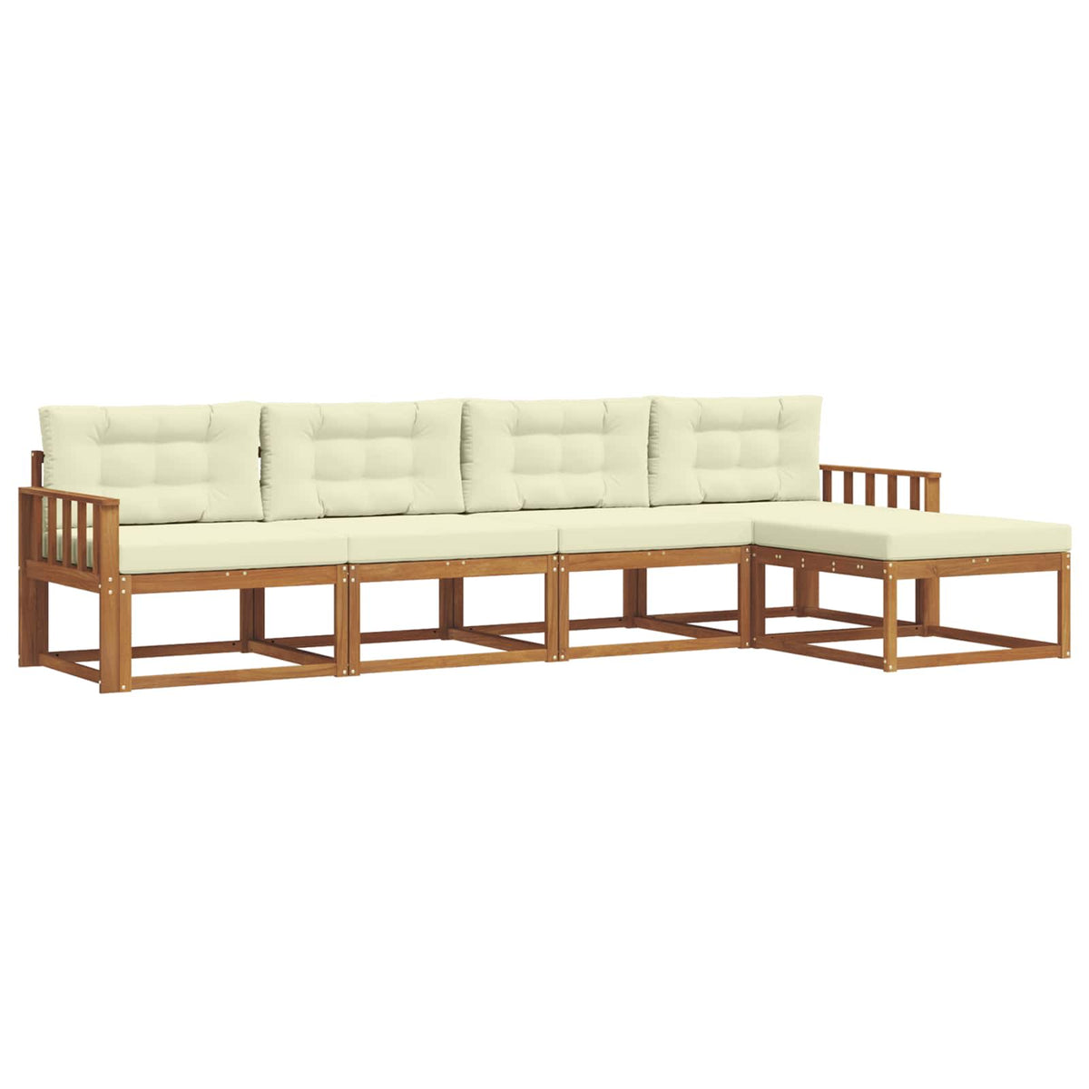 Outdoor-Sofagarnitur 5 stk. Natur und Creme