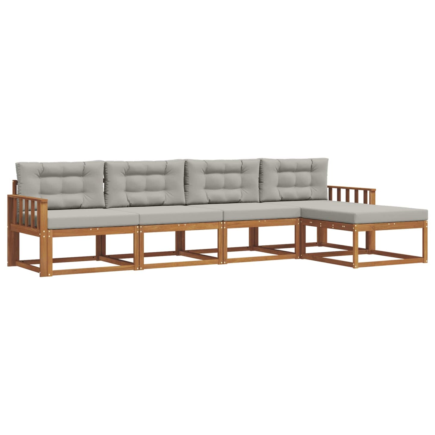 Outdoor-Sofagarnitur mit Kissen 5 pcs Natürlich und Hellgrau