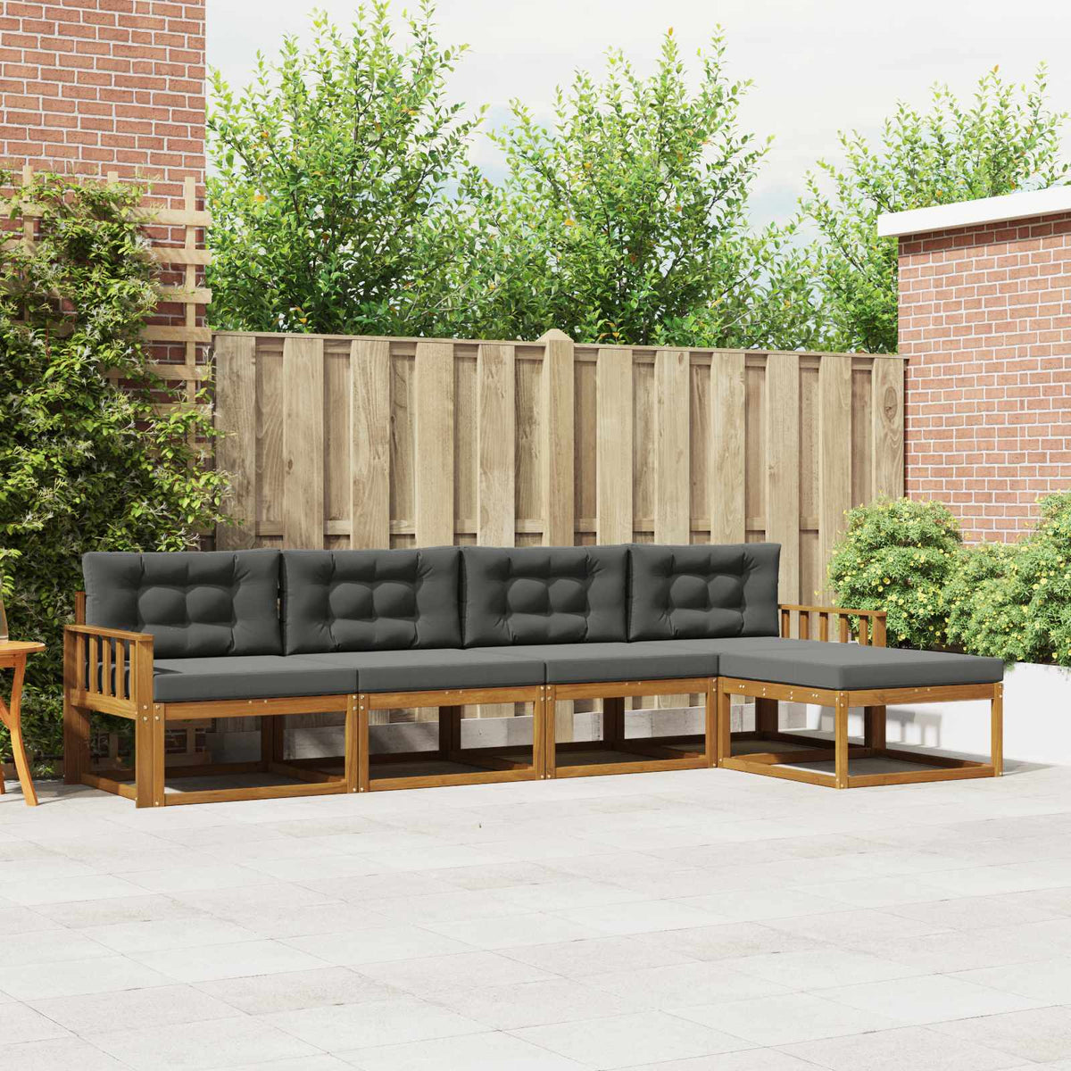 Outdoor-Sofagarnitur 5 stk. Natur und Anthrazit