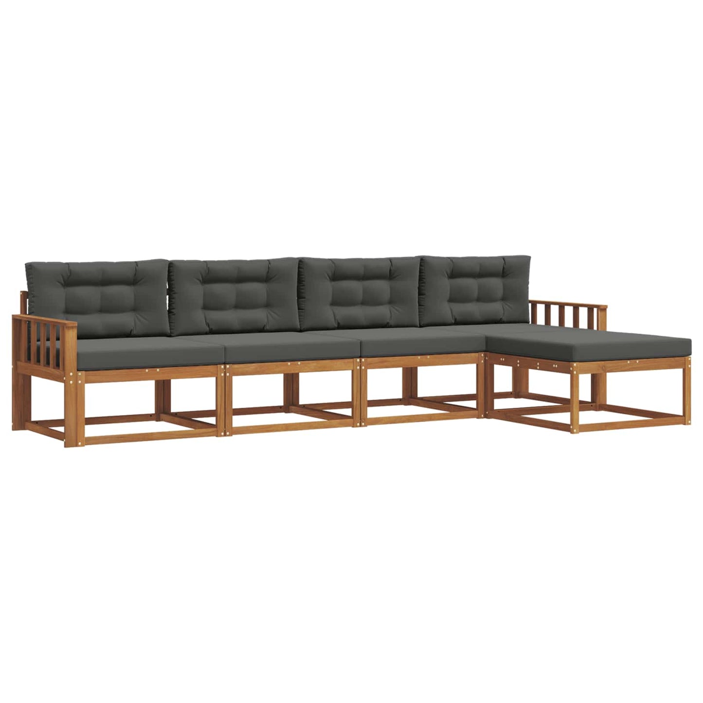Outdoor-Sofagarnitur mit Kissen 5 pcs Natur und Anthrazit