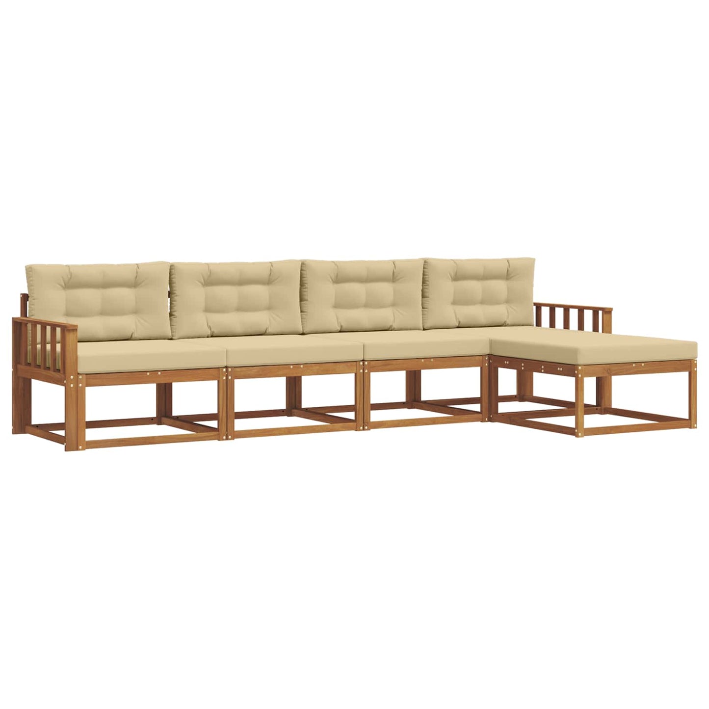 Outdoor-Sofagarnitur 5 stk. Natur und Beige
