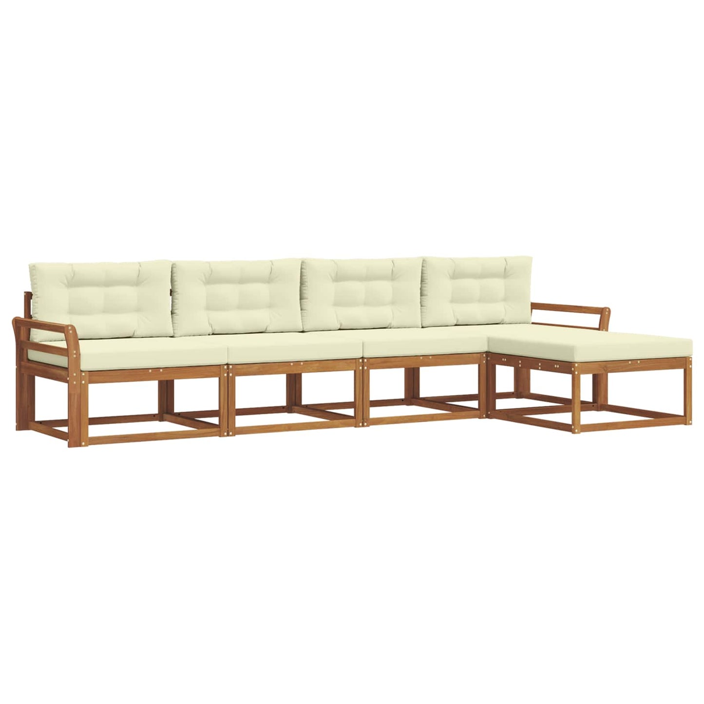 Outdoor-Sofagarnitur mit Kissen 5 pcs Natur und Creme