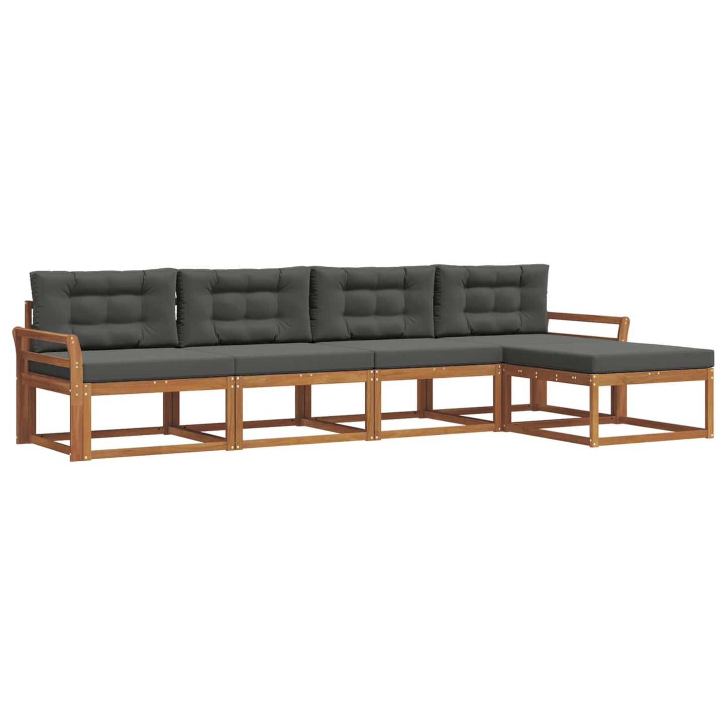 Outdoor-Sofagarnitur mit Kissen 5 pcs Natur und Anthrazit