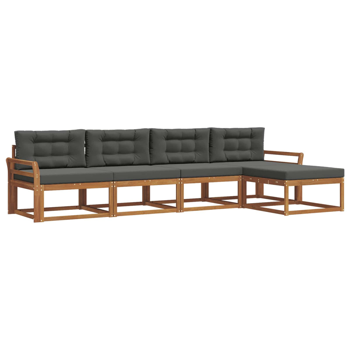 Outdoor-Sofagarnitur 5 stk. Natur und Anthrazit