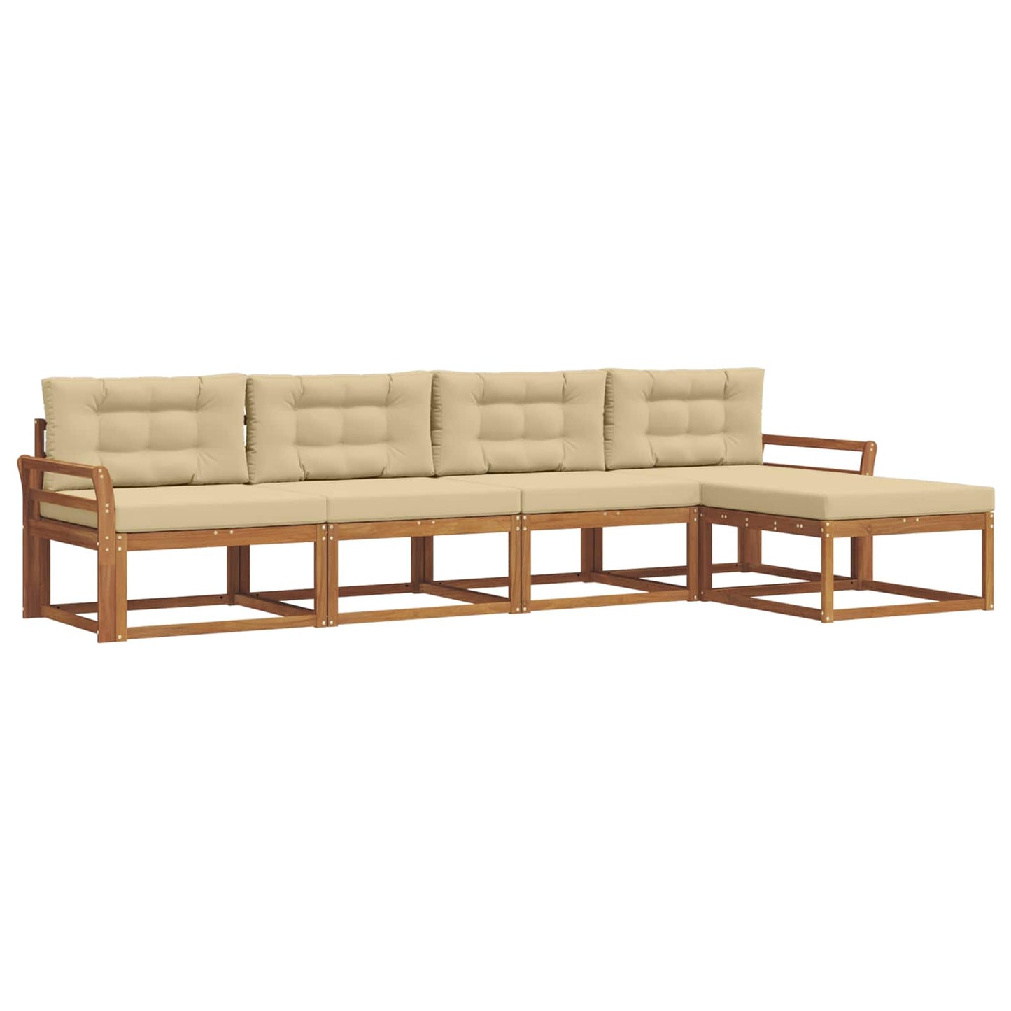 Outdoor-Sofagarnitur 5 stk. Natur und Beige