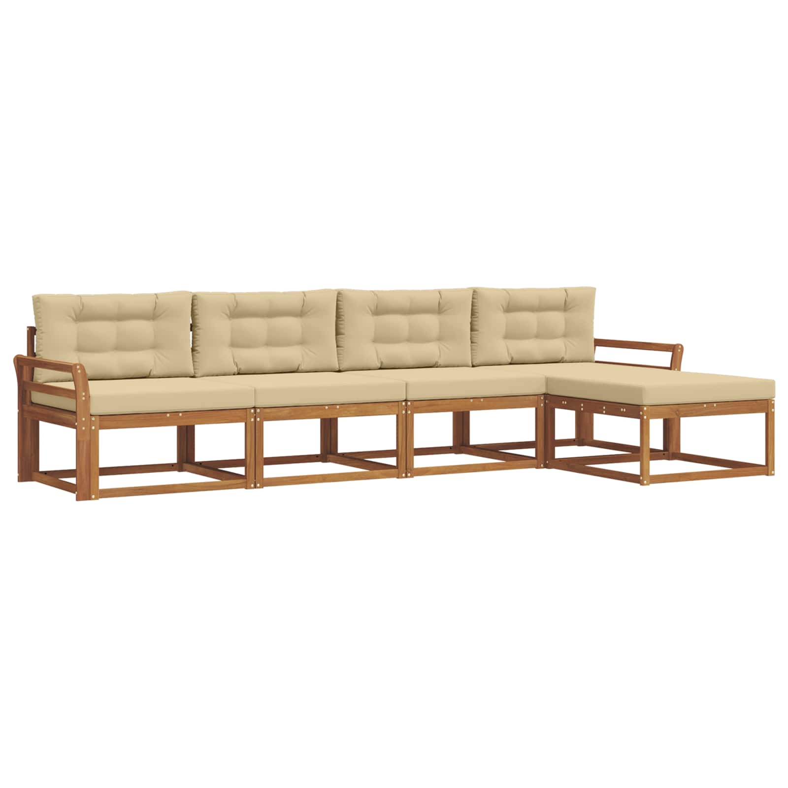 Outdoor-Sofagarnitur 5 stk. Natur und Beige