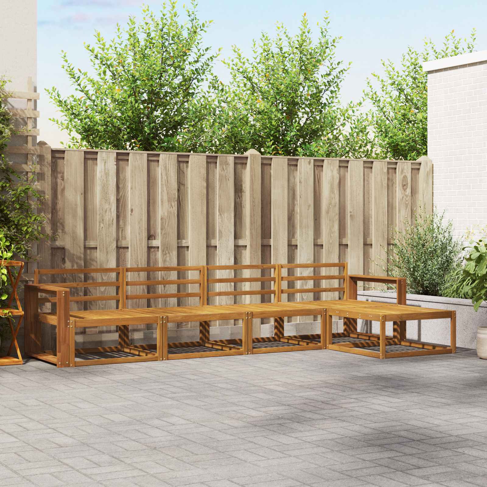 Outdoor-Sofagarnitur 5 stk. Natur Massivholz Akazie