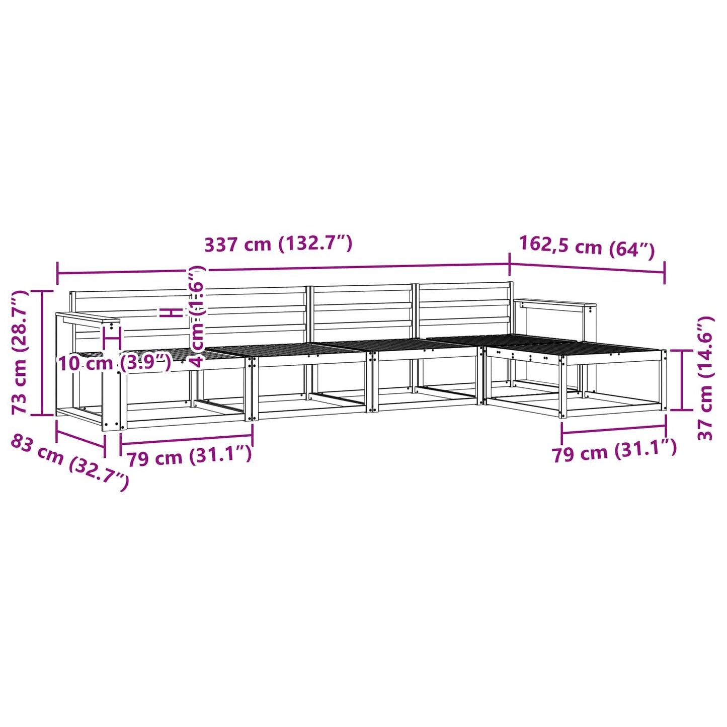 Outdoor-Sofagarnitur 5 stk. Natur Massivholz Akazie