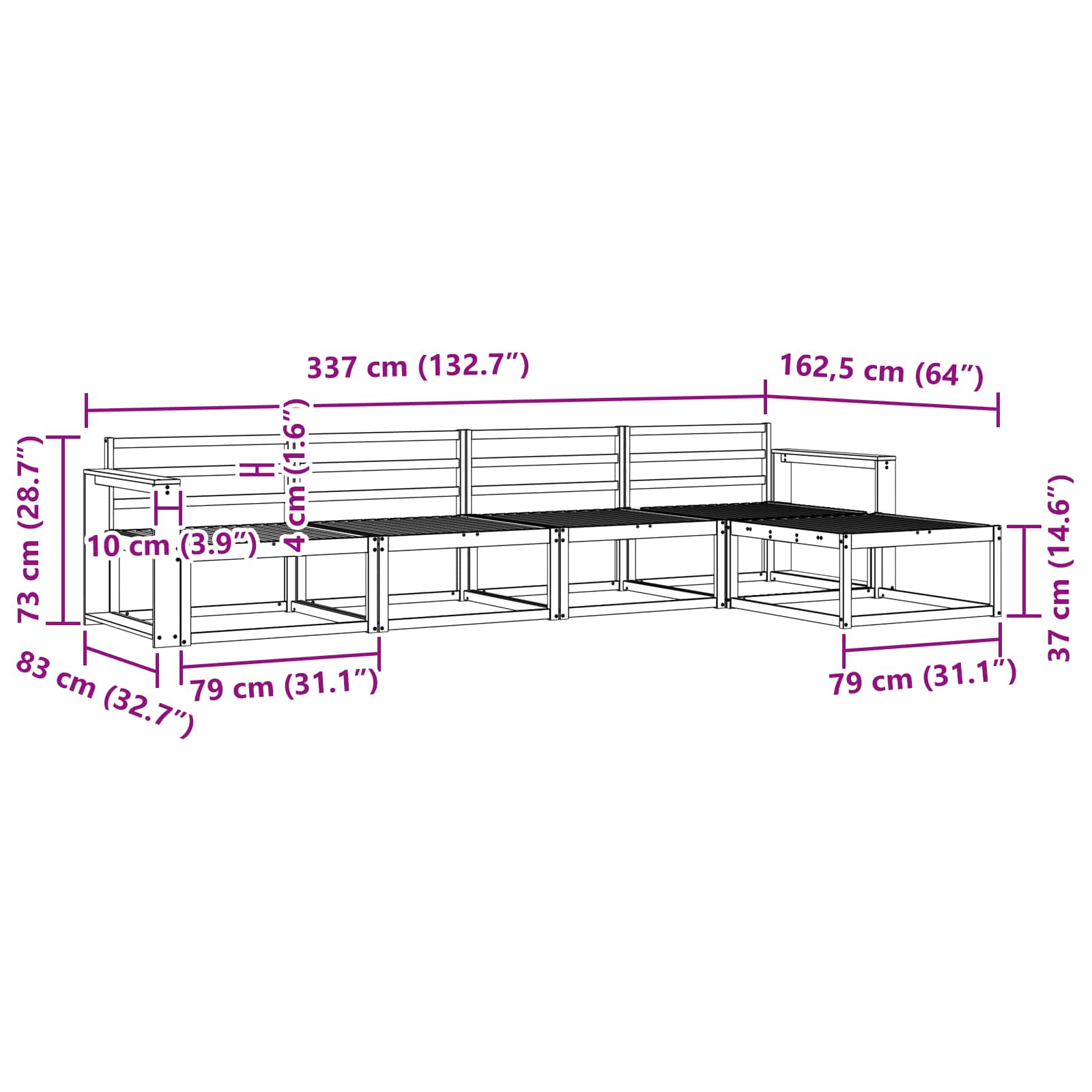 Outdoor-Sofagarnitur 5 stk. Natur Massivholz Akazie