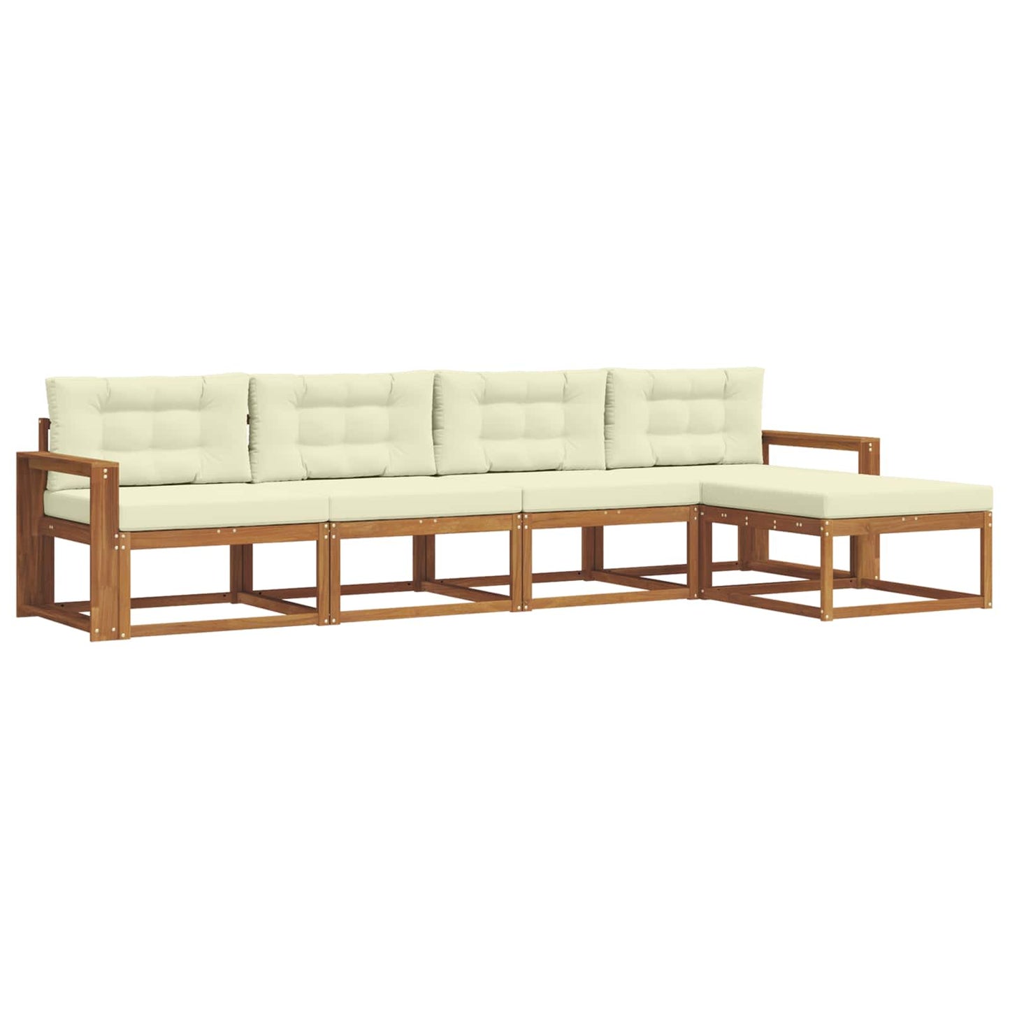 Outdoor-Sofagarnitur mit Kissen 5 pcs Natur und Creme