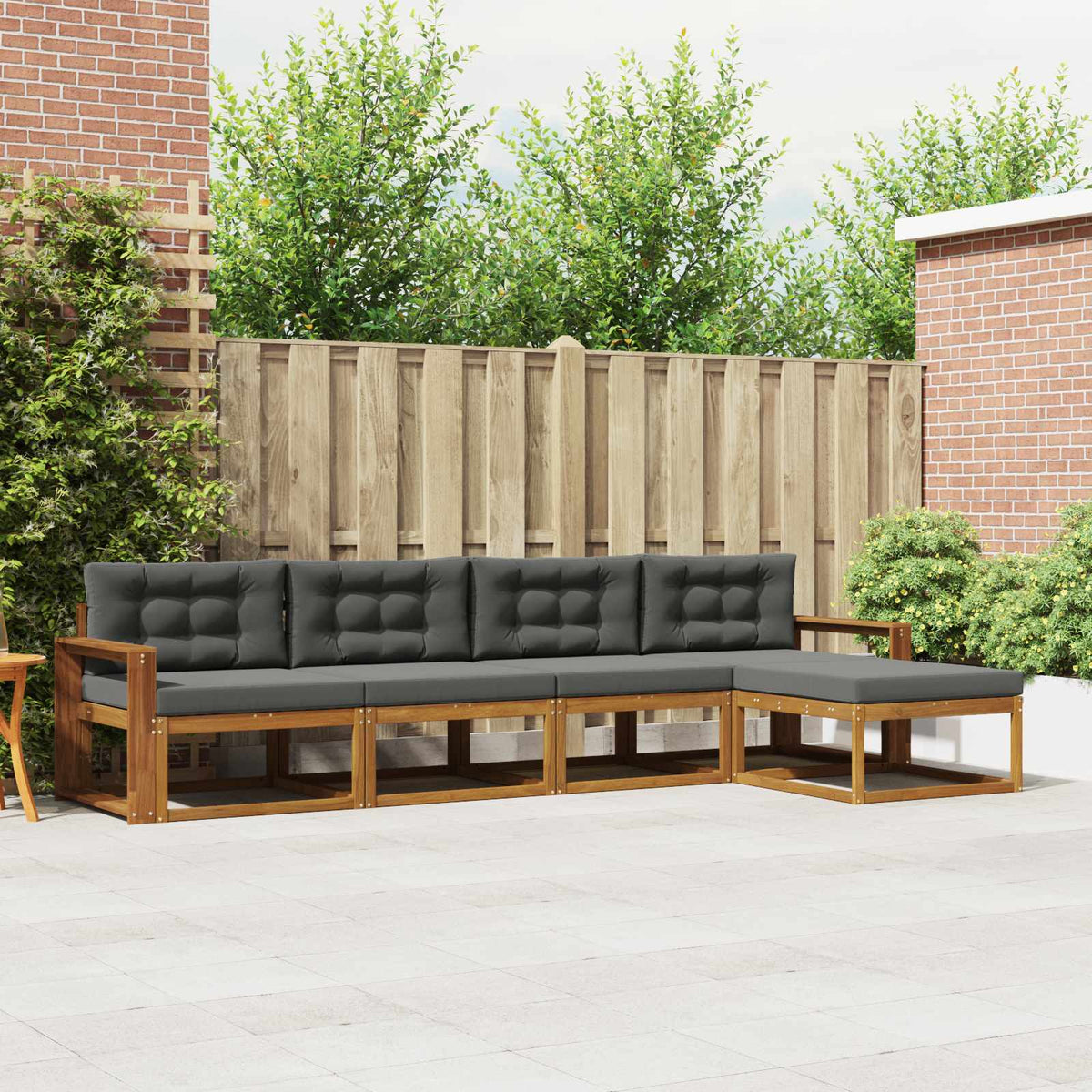 Outdoor-Sofagarnitur 5 stk. Natur und Anthrazit