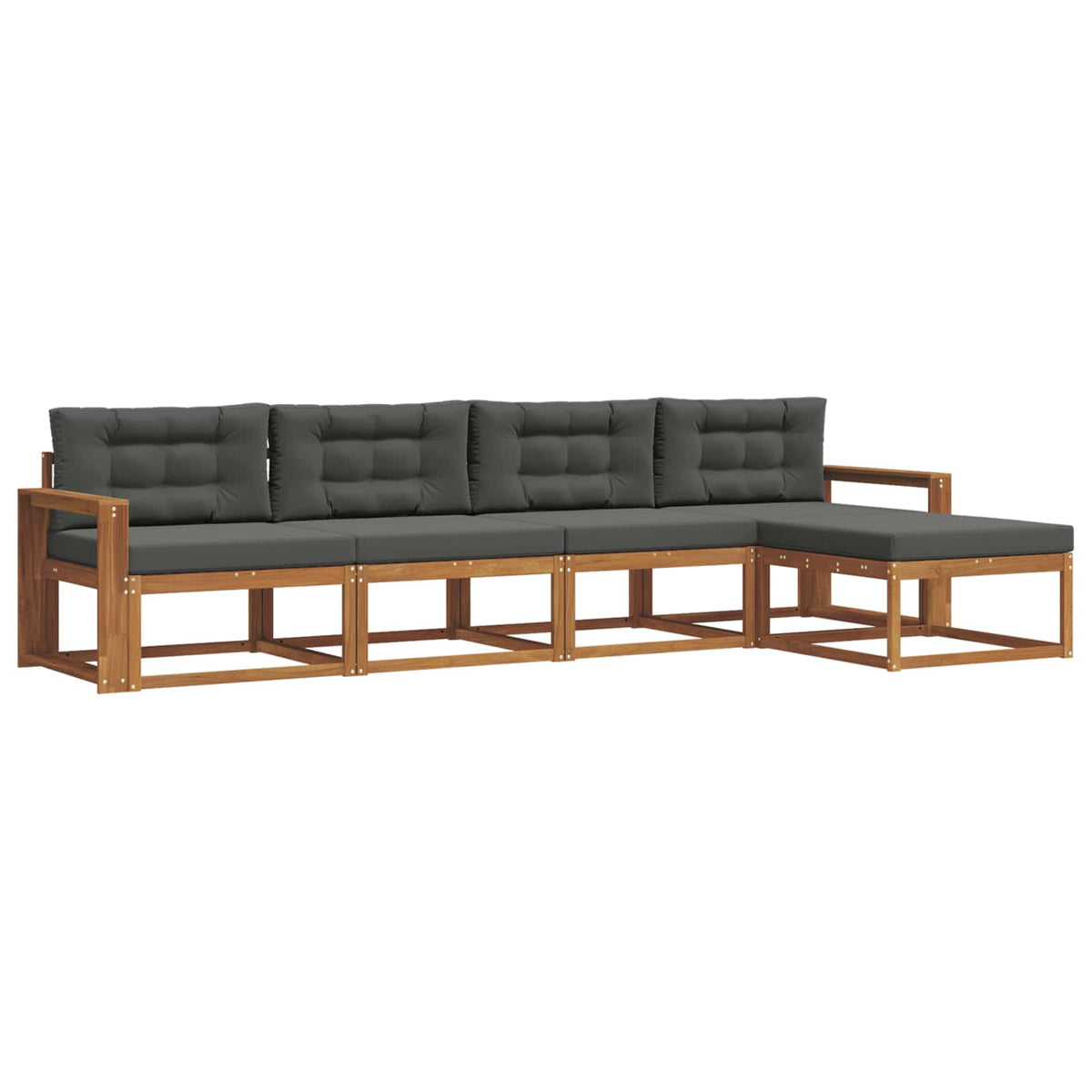 Outdoor-Sofagarnitur 5 stk. Natur und Anthrazit