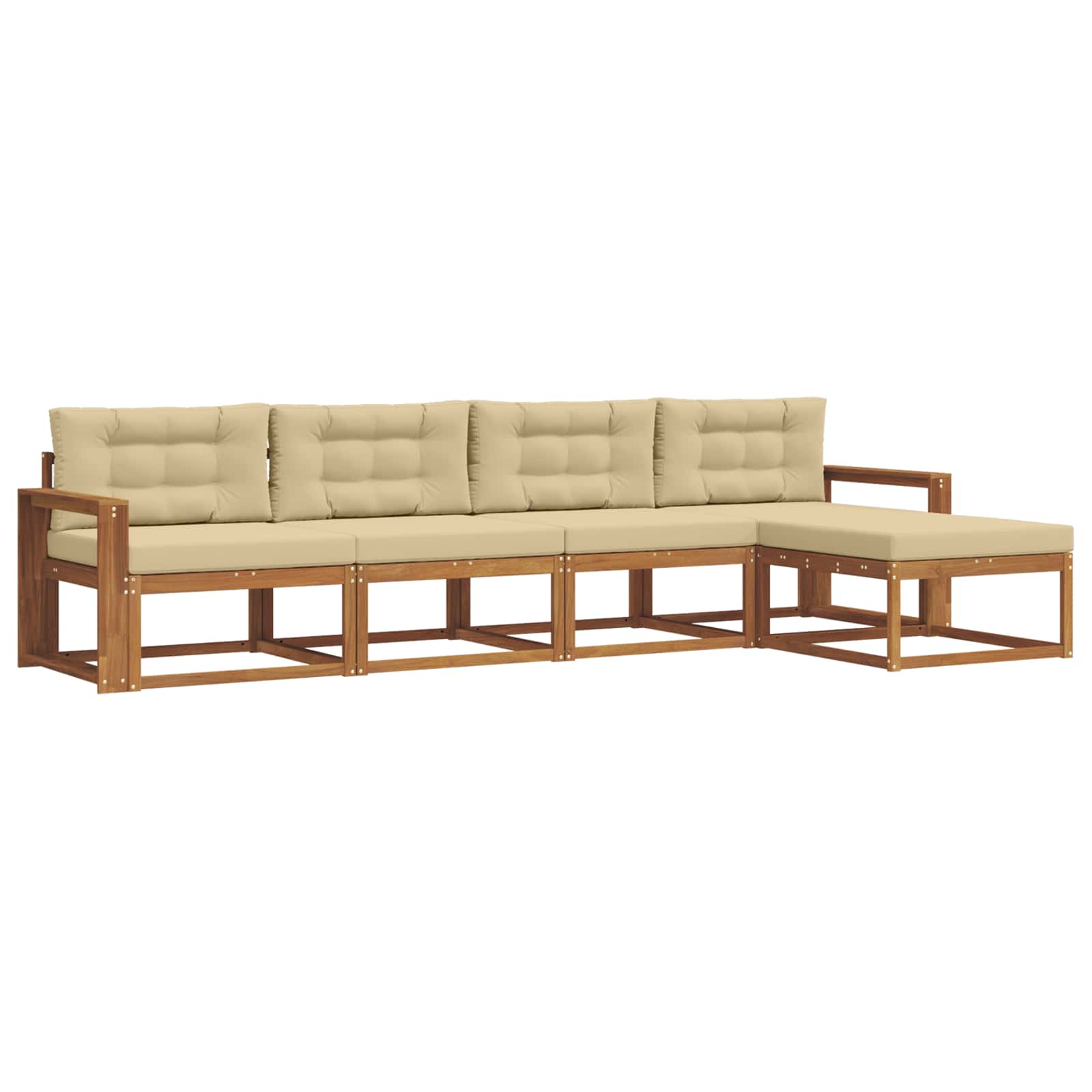 Outdoor-Sofagarnitur 5 stk. Natur und Beige