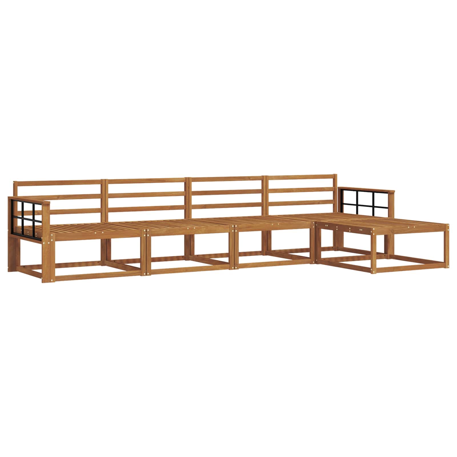 Outdoor-Sofagarnitur 5 stk. Natur Massivholz Akazie