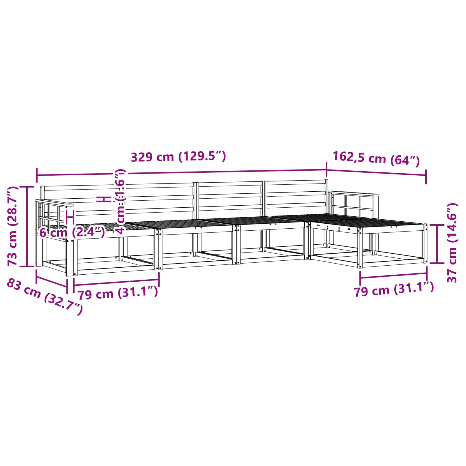 Outdoor-Sofagarnitur 5 stk. Natur Massivholz Akazie