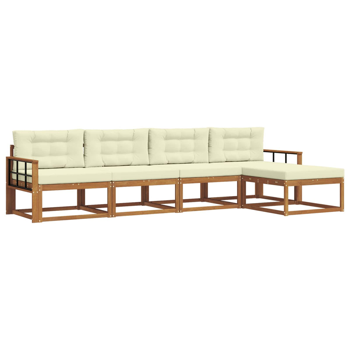 Outdoor-Sofagarnitur 5 stk. Natur und Creme