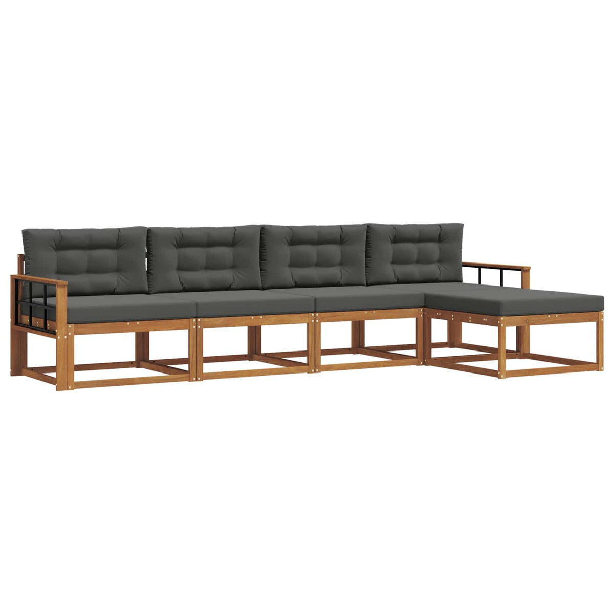 Outdoor-Sofagarnitur 5 stk. Natur und Anthrazit
