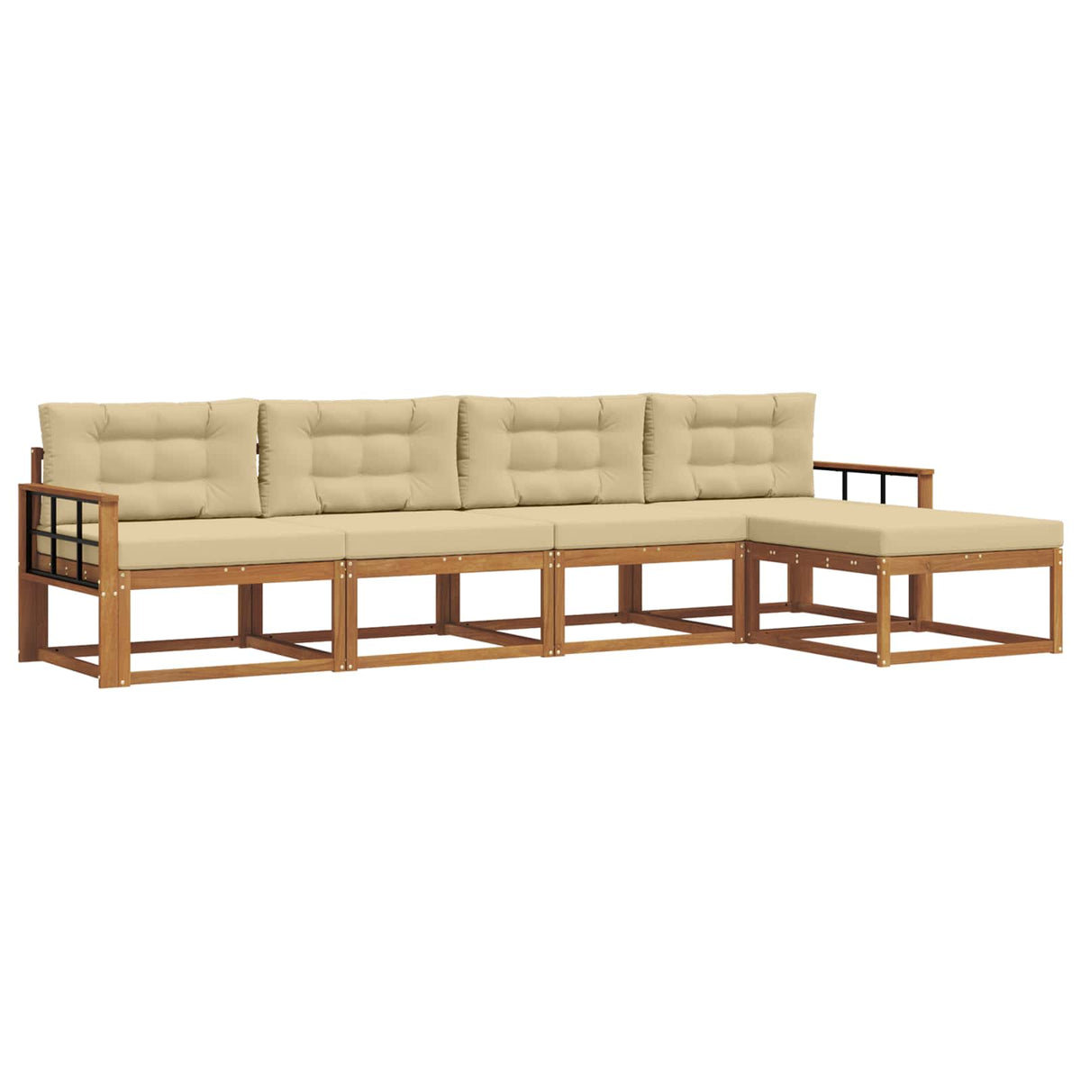 Outdoor-Sofagarnitur 5 stk. Natur und Beige