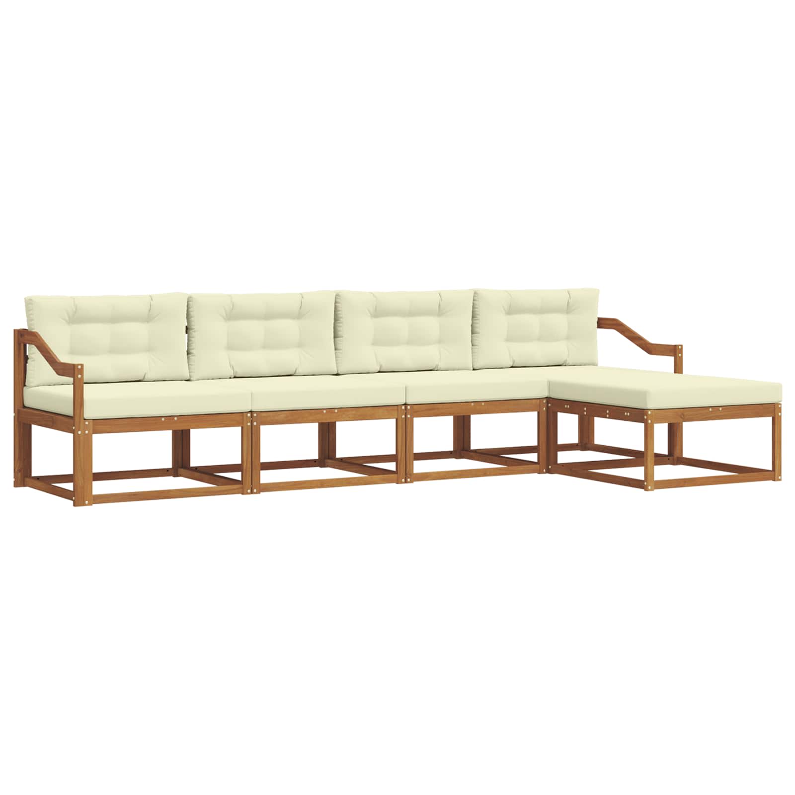 Outdoor-Sofagarnitur mit Kissen 5 pcs Natur und Creme