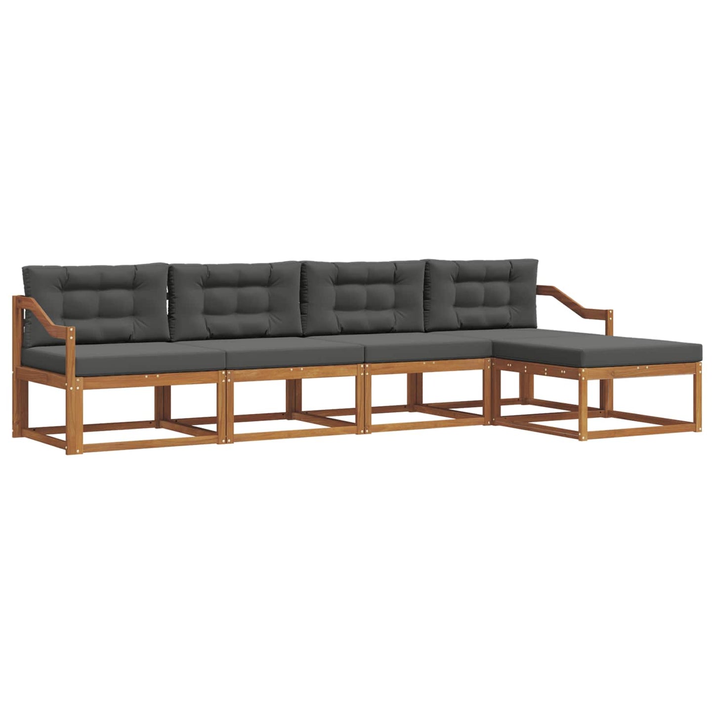 Outdoor-Sofagarnitur mit Kissen 5 pcs Natur und Anthrazit