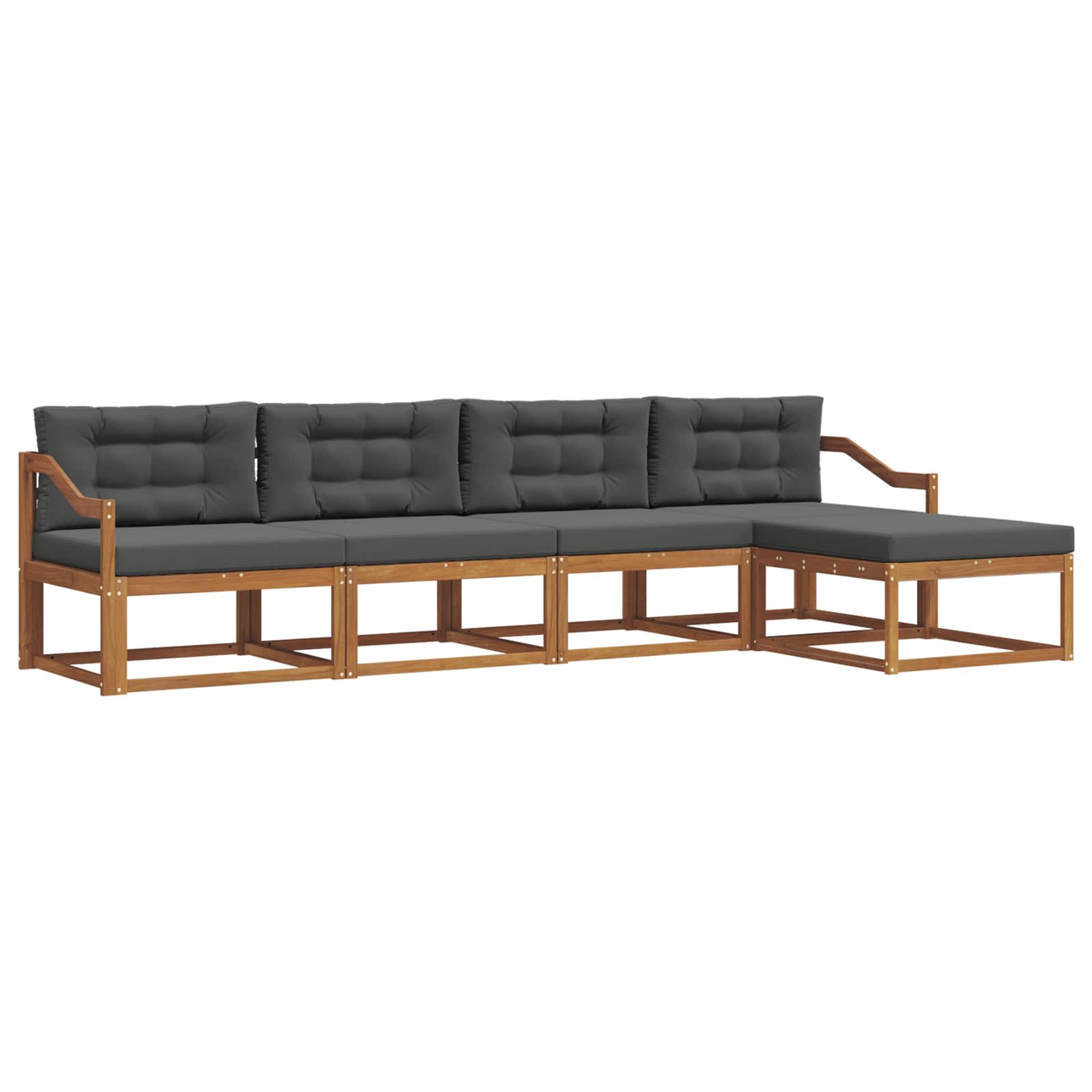 Outdoor-Sofagarnitur mit Kissen 5 pcs Natur und Anthrazit
