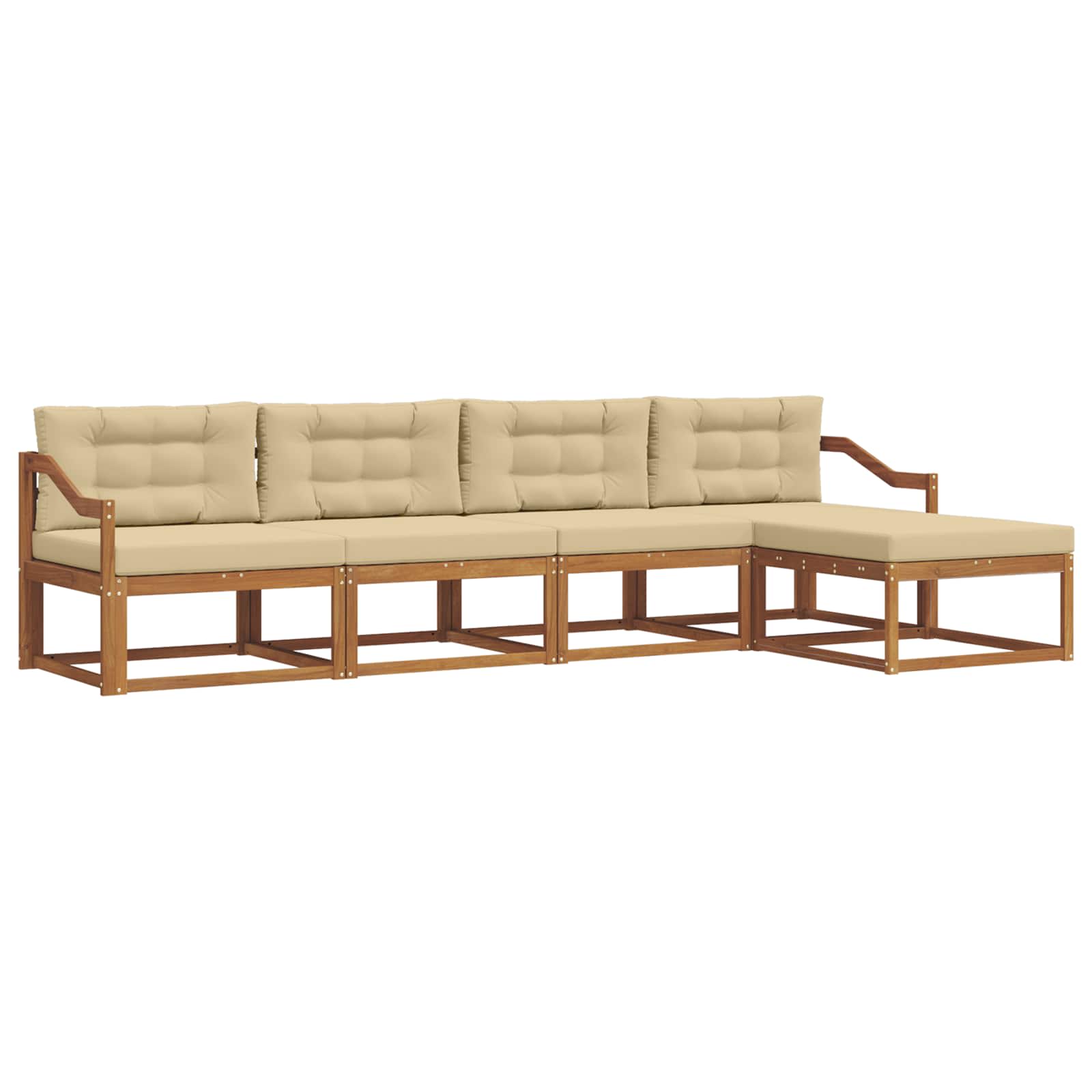 Outdoor-Sofagarnitur 5 stk. Natur und Beige