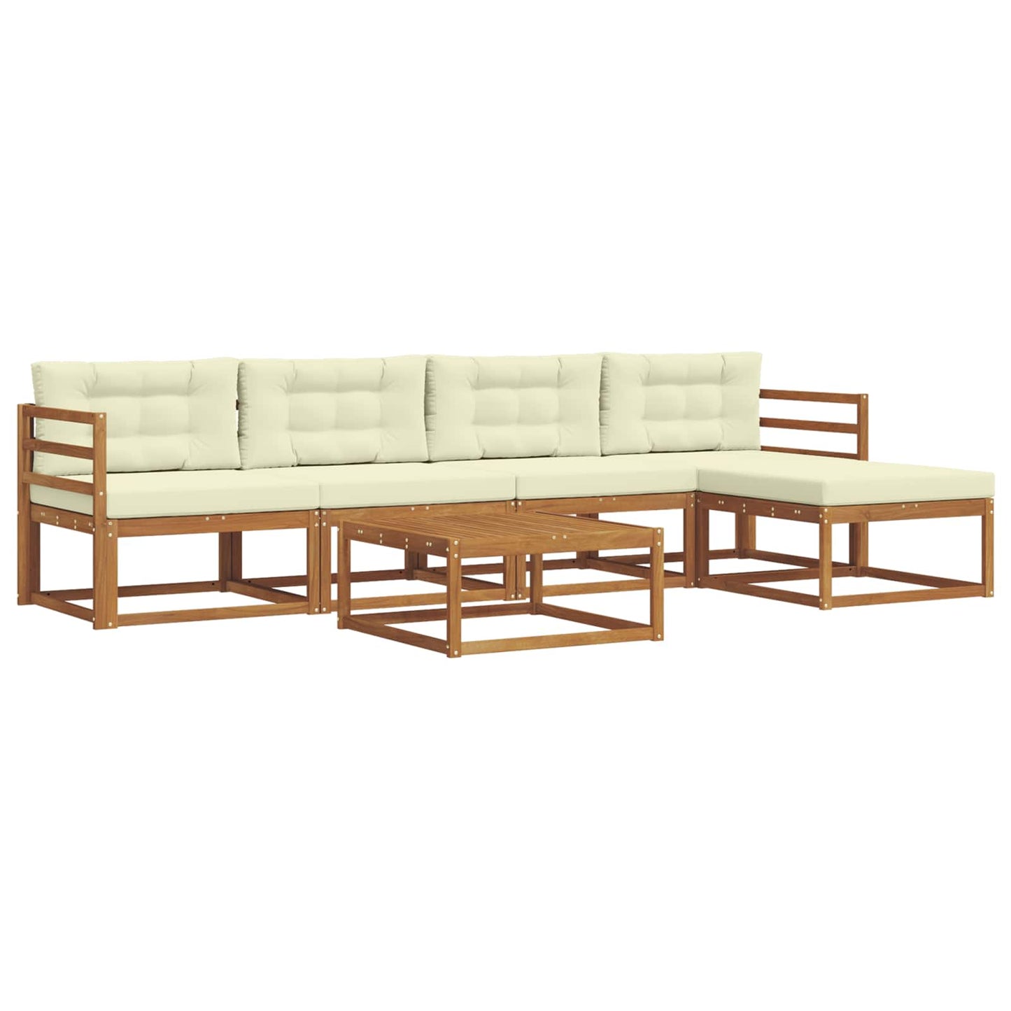 Outdoor-Sofagarnitur mit Kissen 6 pcs Natur und Creme