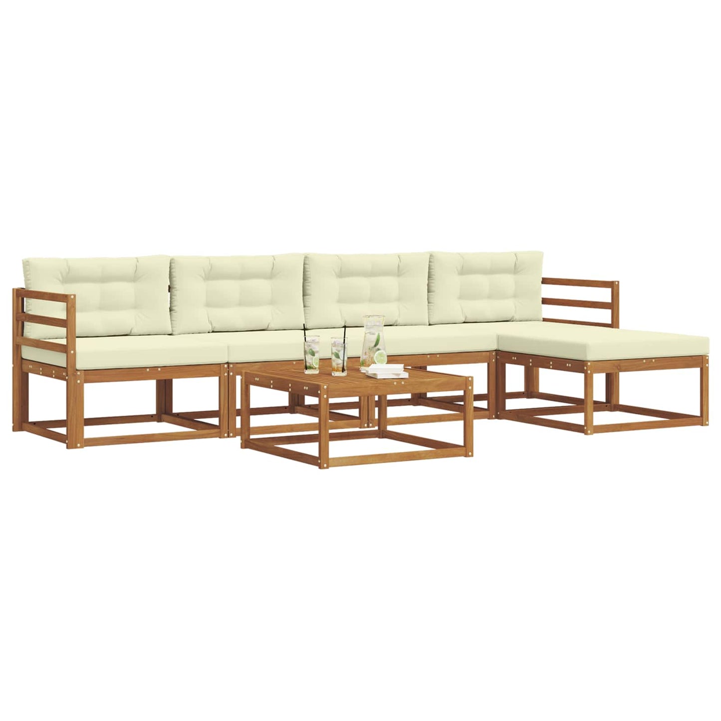 Outdoor-Sofagarnitur mit Kissen 6 pcs Natur und Creme