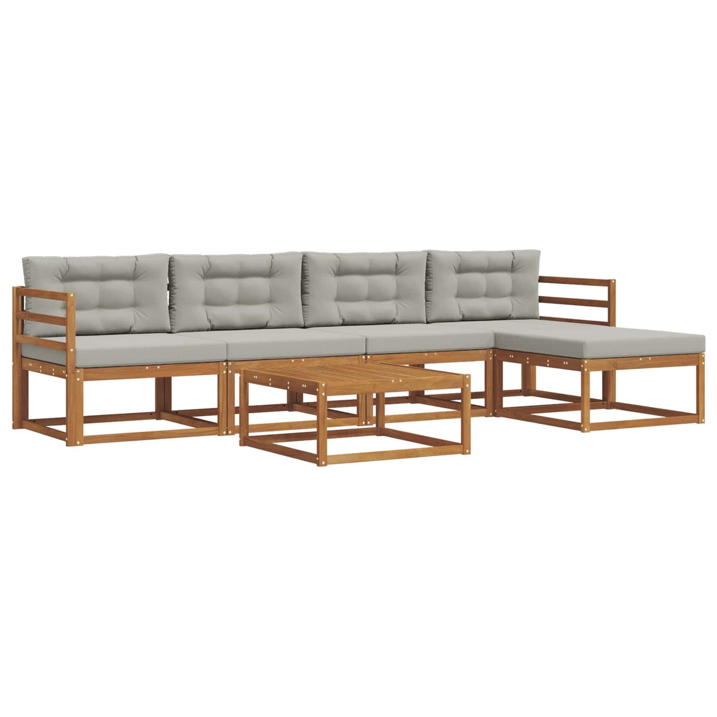 Outdoor-Sofagarnitur mit Kissen 6 pcs Natürlich und Hellgrau